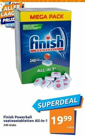 Action Finish powerball vaatwastabletten all-in-1 aanbieding