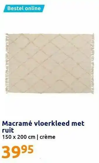 Macramé vloerkleed met ruit