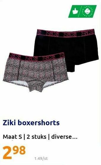 Action Ziki boxershorts aanbieding