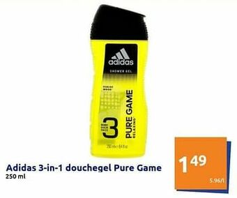 Action Adidas 3-in-1 douchegel pure game aanbieding