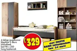 Budget Meubelen Jeugdkamer Kleerkast 2 Deurs Bibliotheek Bed Hang Boekenrek aanbieding