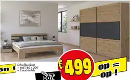 Budget Meubelen Schuifdeurkast + Bed + 2 Nachttafels aanbieding