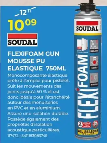 Soudal Flexifoam Gun Mousse PU Elastique