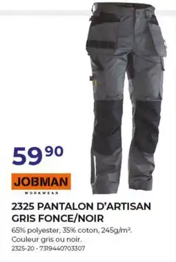 Meno Jobman Workwear 2325 Pantalon d'artisan gris fonce/no2325 PANTALON D'ARTISAN GRIS FONCE/NOIR aanbieding