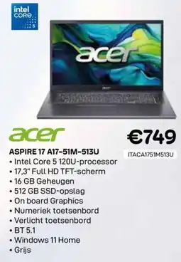 CompuDeals Acer Aspire 17 A17-51M-513U aanbieding