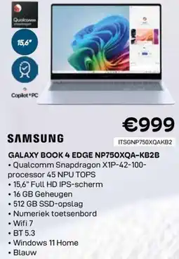 CompuDeals Samsung galaxy book 4 edge NP750XQA-KB2B aanbieding