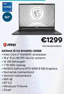 CompuDeals msi katana 15 HX B14WEK-051BE aanbieding