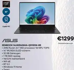 CompuDeals Asus zenbook 14UM3406KA-QD132W-BE aanbieding