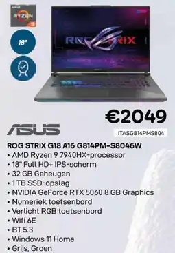 CompuDeals Asus ROG STRIX G18 A16 G814PM-S8046W aanbieding