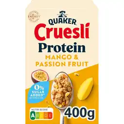 Albert Heijn Quaker Cruesli protein mango & passionfruit aanbieding