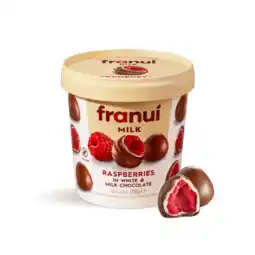 Albert Heijn Franui Raspberries in white & milk chocolate aanbieding