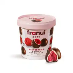 Albert Heijn Franui Raspberries in white & dark chocolate aanbieding