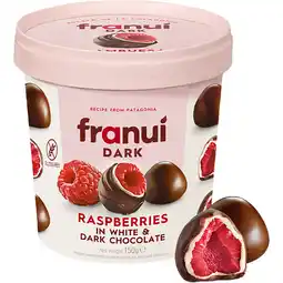 Albert Heijn Franui Raspberries in white & dark chocolate aanbieding
