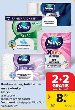 Carrefour Keukenpapier, toiletpapier en zakdoeken Nalys aanbieding