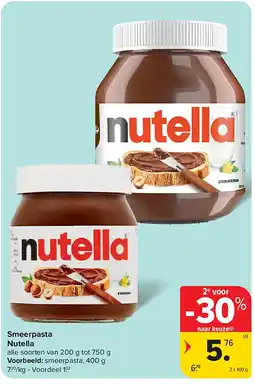 Carrefour Smeerpasta Nutella aanbieding