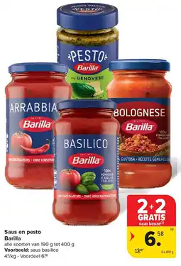 Carrefour Saus en pesto Barilla aanbieding