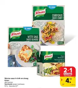 Carrefour Warme saus in brik en droog Knorr aanbieding
