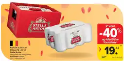 Carrefour Krat (24 x 25 cl) en blikjes (12 x 33 cl) Stella Artois aanbieding
