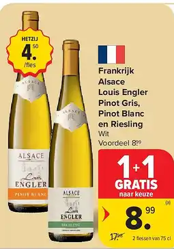 Carrefour Frankrijk Alsace Louis Engler Pinot Gris, Pinot Blanc en Riesling aanbieding