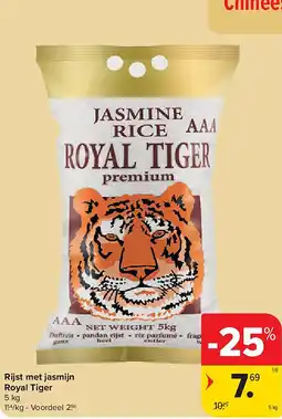 Carrefour Rijst met jasmijn Royal Tiger aanbieding