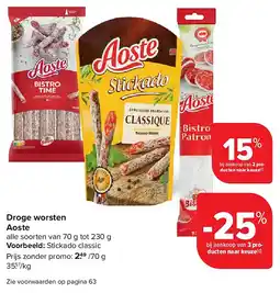 Carrefour Droge worsten Aoste aanbieding