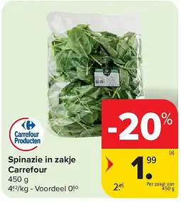 Carrefour Spinazie in zakje Carrefour aanbieding