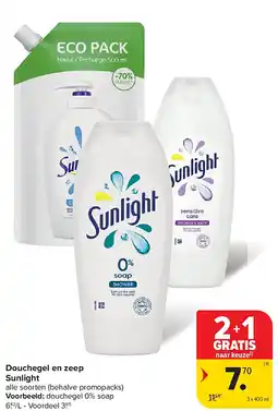 Carrefour Douchegel en zeep Sunlight aanbieding