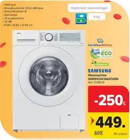 Carrefour Wasmachine WW91CGC04ATHEN aanbieding