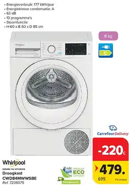 Carrefour Droogkast CWD84MWWSBE aanbieding