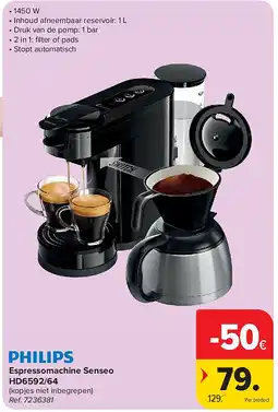 Carrefour Espressomachine Senseo HD6592/64 aanbieding