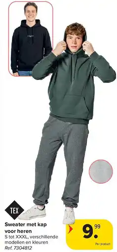 Carrefour Sweater met kap voor heren aanbieding