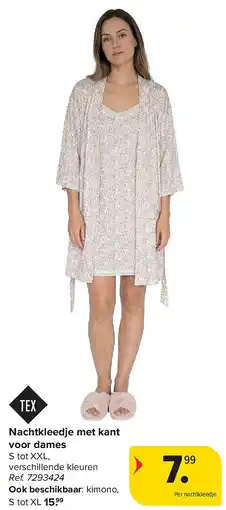 Carrefour Nachtkleedje met kant voor dames aanbieding