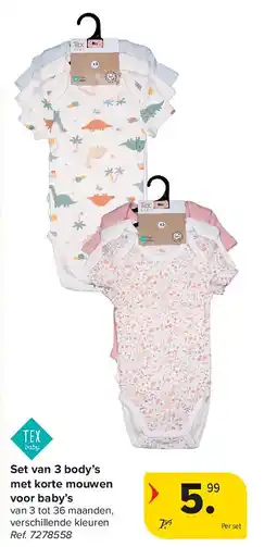 Carrefour Set van 3 body’s met korte mouwen voor baby’s aanbieding