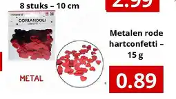 NH Market Metalen rode hartconfetti – 15 g aanbieding