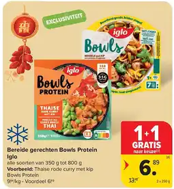 Carrefour Bereide gerechten Bowls Protein Iglo aanbieding