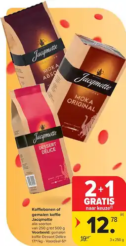 Carrefour Koffiebonen of gemalen koffie Jacqmotte aanbieding