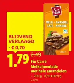 Lidl Melkchocolade met hele amandelen aanbieding