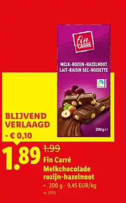 Lidl Melkchocolade rozijn-hazelnoot aanbieding