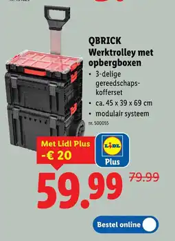 Lidl QBRICK Werktrolley met opbergboxen aanbieding