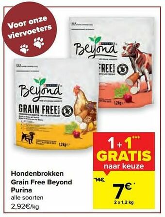 Carrefour Hondenbrokken grain free beyond purina aanbieding