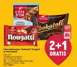 Delhaize Chocoladerepen, Chokotoff, Nougatti of Smeerpasta aanbieding