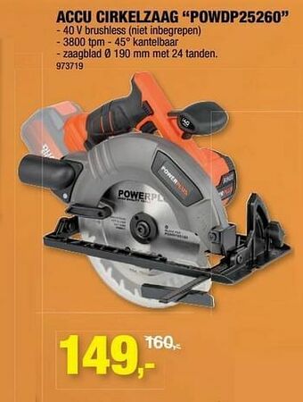 Hubo Powerplus accu cirkelzaag powdp25260 aanbieding