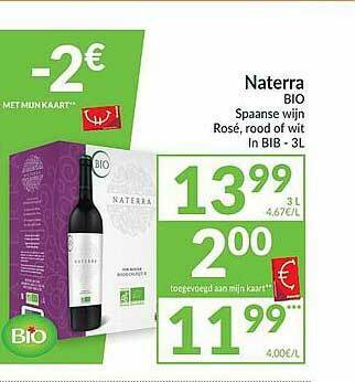 Intermarché Naterra Bio Spaanse Wijn aanbieding