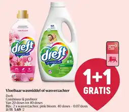 Delhaize Dreft Vloeibaar wasmiddel of wasverzachter aanbieding