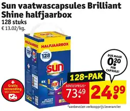 Kruidvat Sun vaatwascapsules Brilliant Shine halfjaarbox aanbieding
