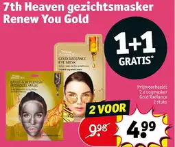Kruidvat 7th Heaven gezichtsmasker Renew You Gold aanbieding