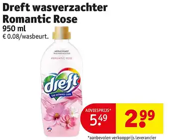 Kruidvat Dreft wasverzachter Romantic Rose aanbieding