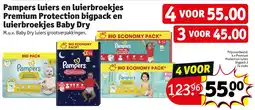 Kruidvat Pampers luiers en luierbroekjes Premium Protection bigpack en luierbroekjes Baby Dry aanbieding
