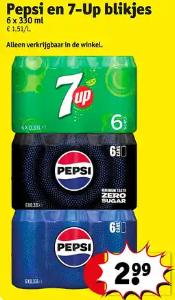 Kruidvat Pepsi en 7-Up blikjes aanbieding