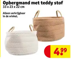 Kruidvat Opbergmand met teddy stof aanbieding